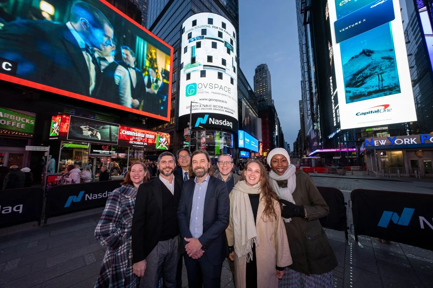 The team in Times Square, GovSpace on the Nasdaq tower · 2025