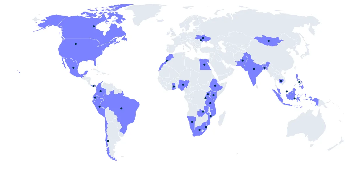 Countries where the team has worked with authorities